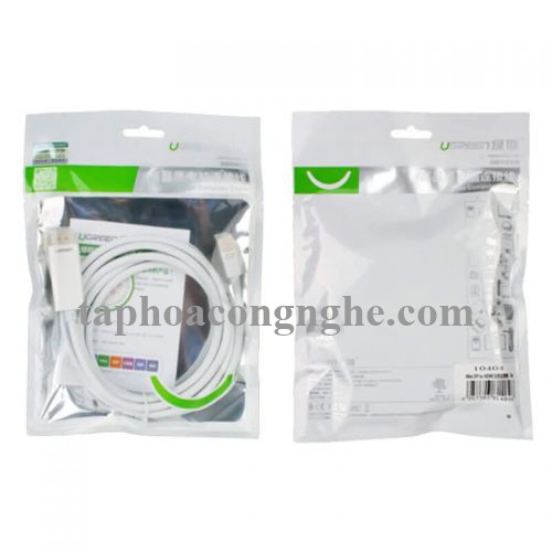 Ugreen 10453 3M màu Trắng Cáp chuyển đổi Mini DP sang HDMI hỗ trợ phân phải 4K x 2K MD101 30010453